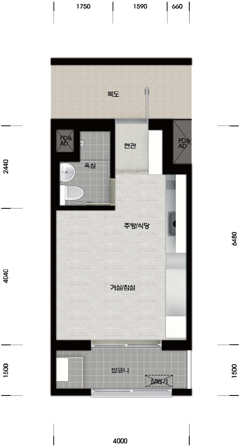 21A형(대학생,청년,산업단지근로자)평면도 이미지