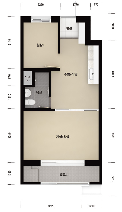 36A(신혼부부·한부모,고령자)평면도 이미지