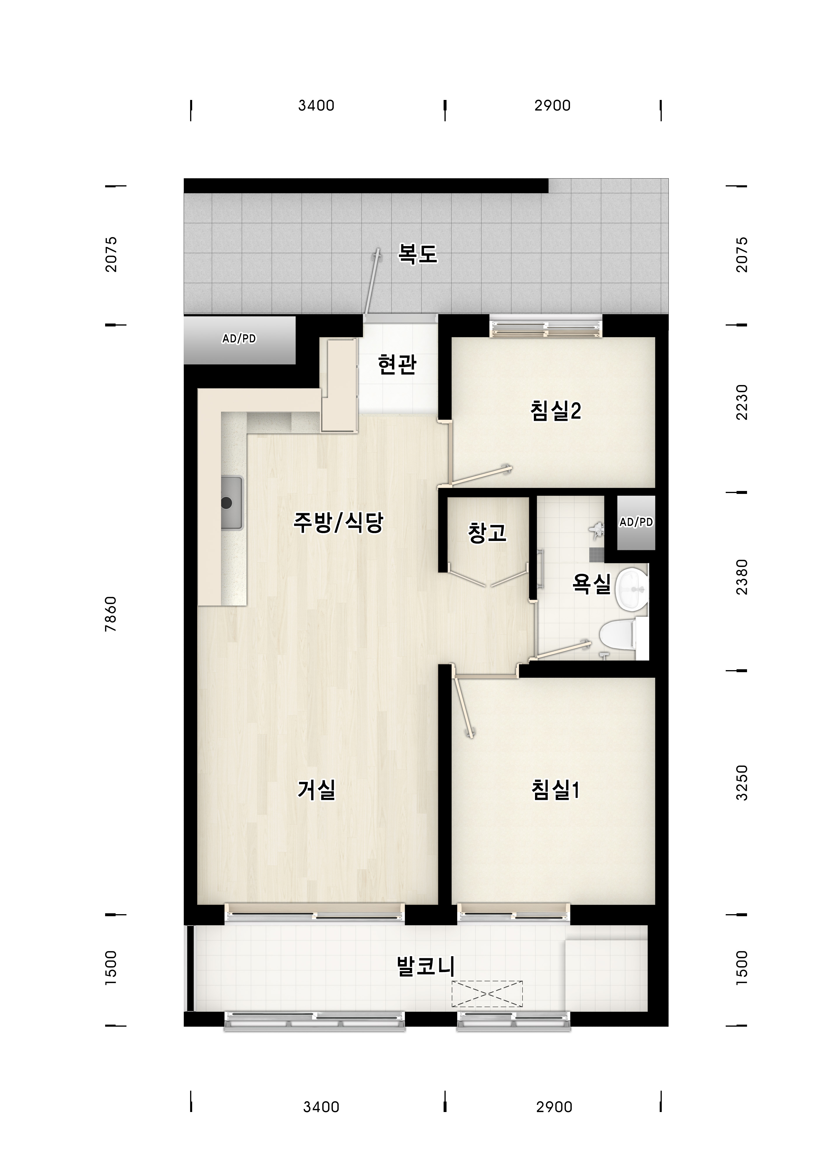 44형 신혼부부평면도 이미지