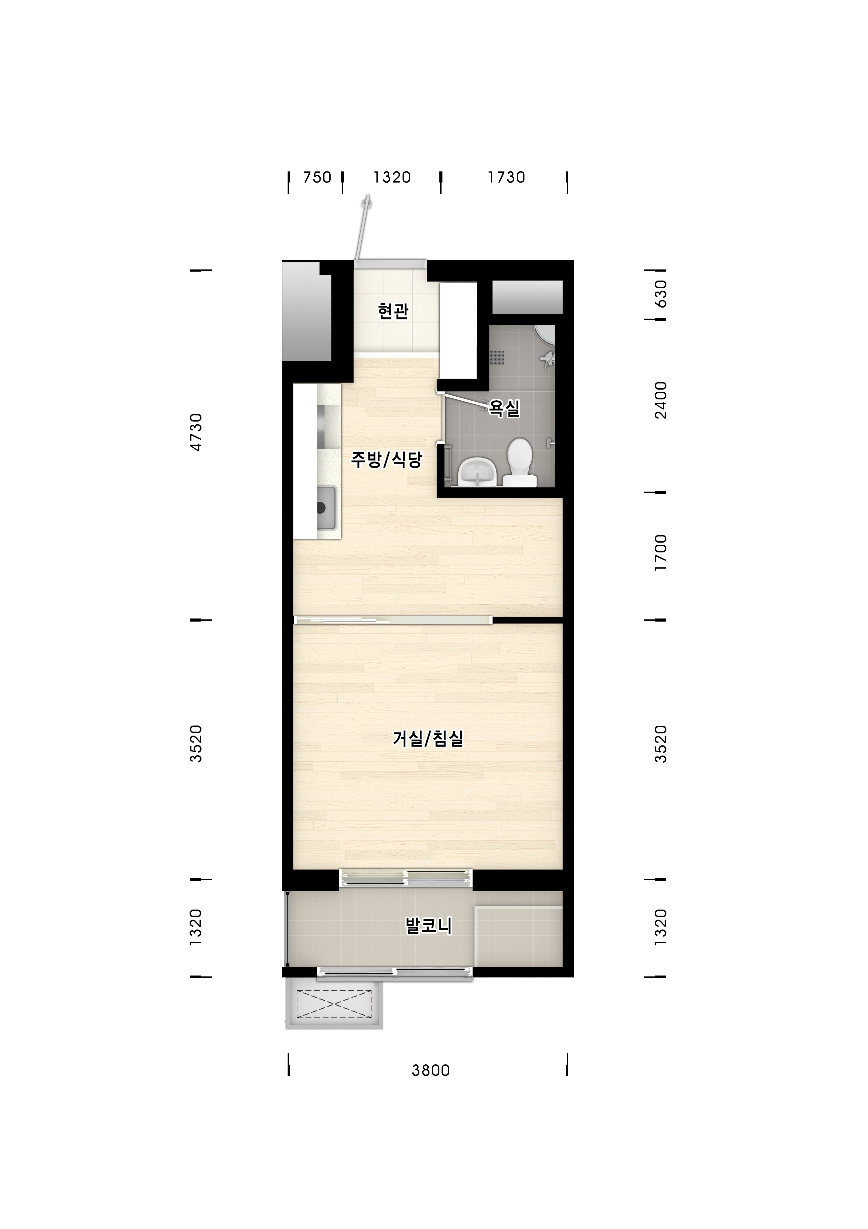 도안 행복즈텍2단지26A(대학생,청년)평면도 이미지