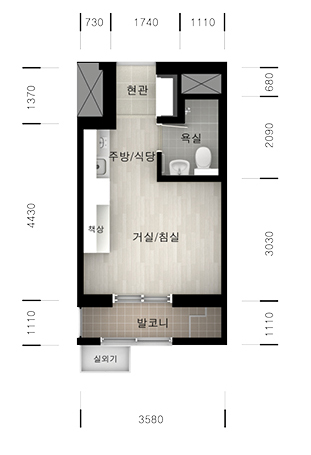 청주동남 LH행복주택16형 빌트인평면도 이미지