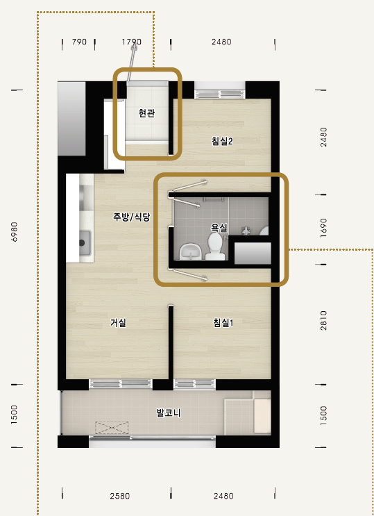 인천검단 AA9블록 행복주택 29A 대학생/청년평면도 이미지