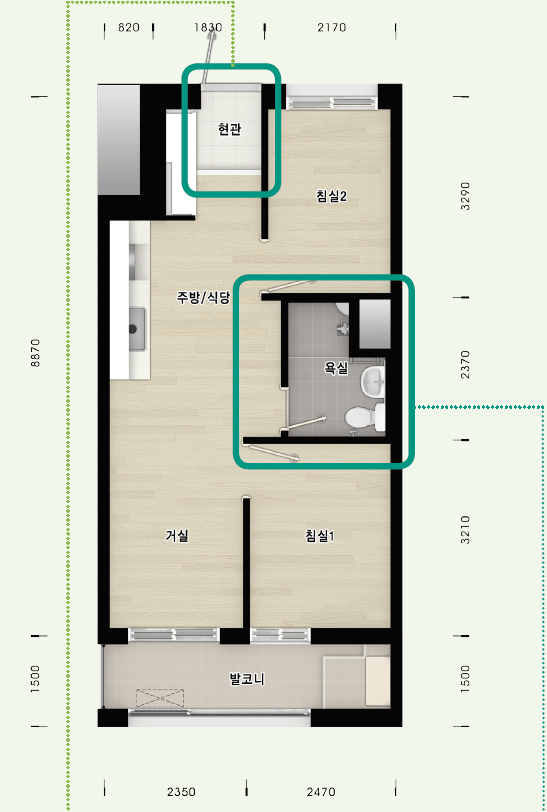  인천검단 AA9블록 행복주택 36A 신혼부부·한부모가족평면도 이미지